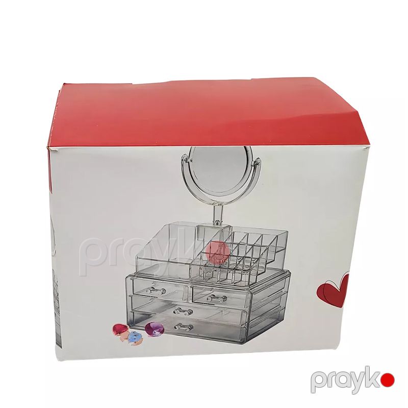 Güzgülü 3 Çekmeceli Akril Kosmetik Organizer JN-878 3 Çekmece və Güzgü ilə Kosmetik Makiyaj Rəfi — Gözəllik və səhiyyə, Bakı (5)
