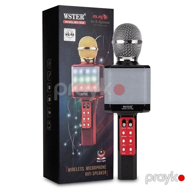 Mikrofon Wster WS-1828 Mikrofonu + kolonka Qırmızı Rengli Wster WS-1828 — Oyuncaqlar, Bakı (6)