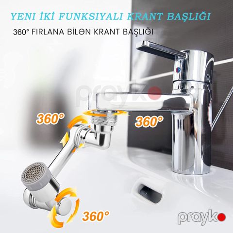 Universal 180° Fırlanan 2 Funksiyalı Su Kranı Filter Kran Funksional Mətbəx Vanna Otağı Kranı — Bakı