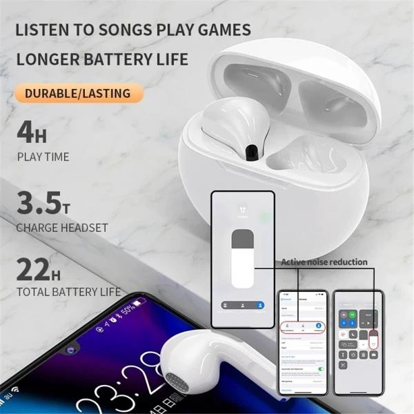 Pro 6 simsiz stereo qulaqlıq - iOS və Android uyğunluğu — Simsiz qulaqlıqlar, Bakı (4)