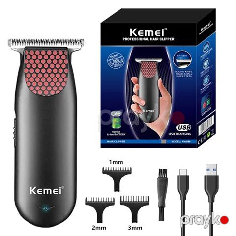 Kemei Şarj Edilə Bilən Simsiz Portativ Saç Kəsmə Makası 3 Müxtəlif Başlığa Sahib Saç Təraş Maşını Elektrikli Mini Saqqal Kəsmə Maşını — Bakı