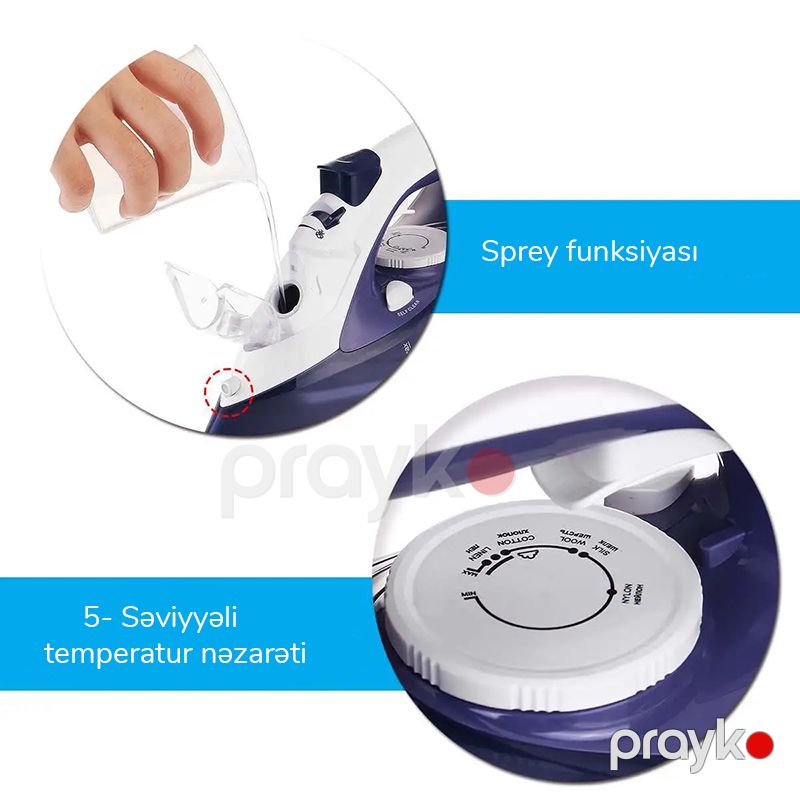 Sokany Yeni Yüksək Keyfiyyətli Buxarlı Paltar Ütüsü 2086 Portativ Tənzimlənən Güclü Temperaturlu Ütü 1.8 Kq — Ev texnikası, Bakı (6)