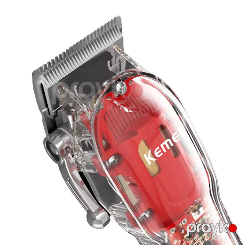 USB Sürətli Şarj Özəlliyinə Sahib Şəffaf Kemei Salon Saç Kəsmə Maşını Kişilər Üçün Peşəkar Şəffaf Trimmer Qırmızı — Usturalar, trimmerler və epilyatorlar, Bakı (2)