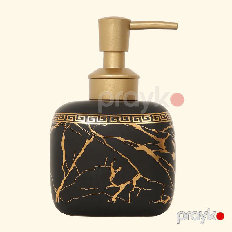 Qara və Qızılı Keramik Sabun Dispenseri Maye Sabun qabı Keramik Qara Silindrik Sabun Dispenseri — Mallar, Bakı (4)