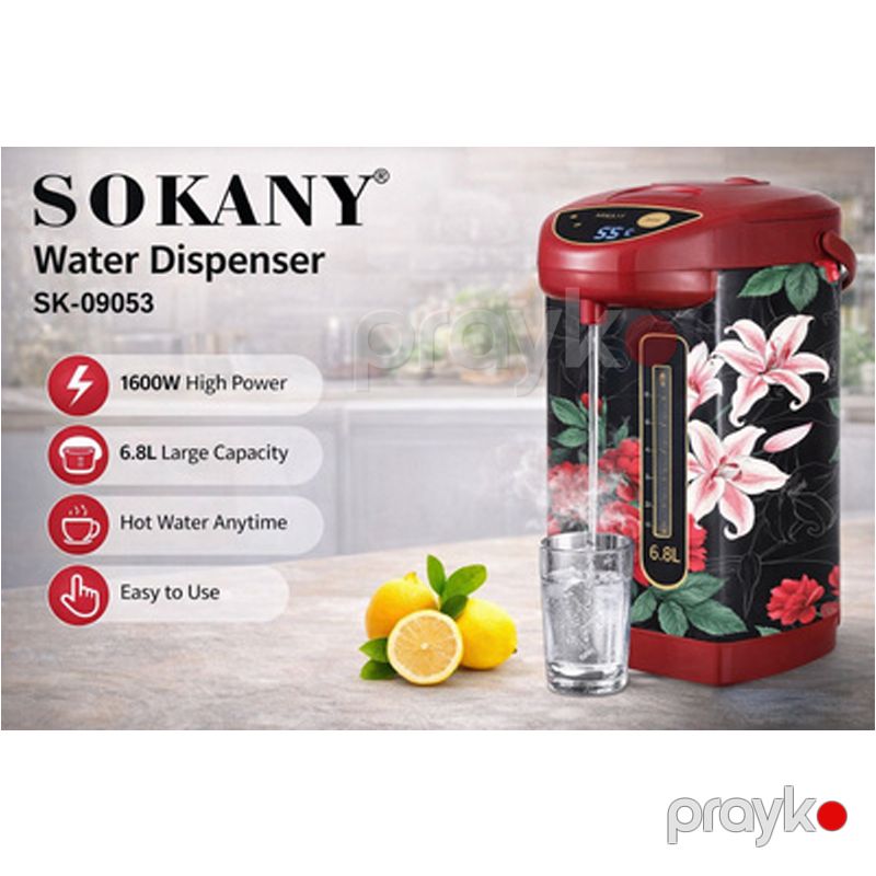 Sokany SK-09053 - Termopot, Paslanmayan Polad, Sürətli Qaynatma, 6.8 litr Tutum, 1600W Güc — Samovarlar, Bakı (6)