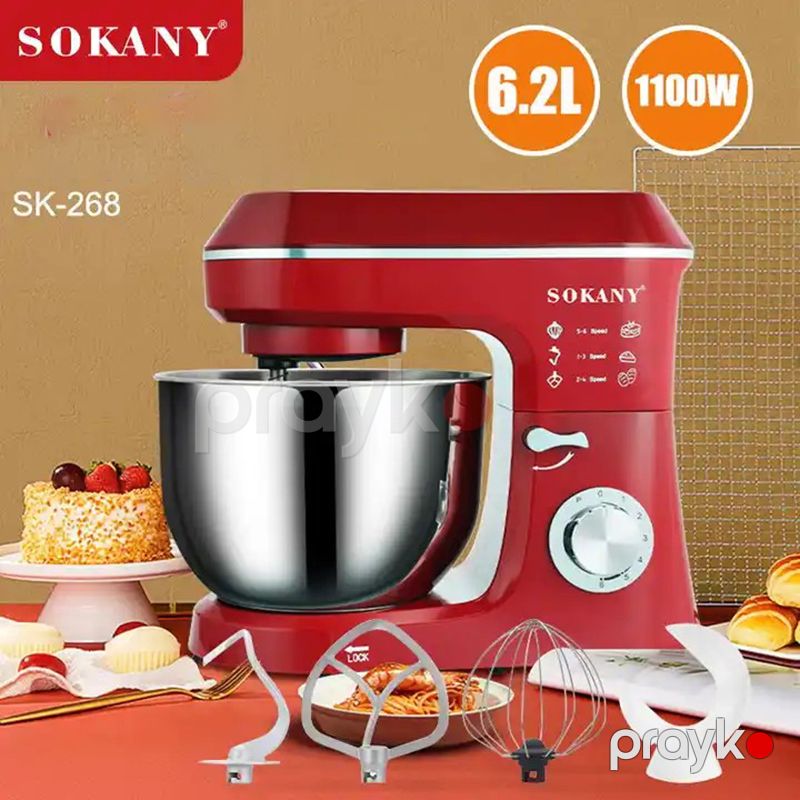 Sokany 268 Xəmir Yoğurma Maşını Elektrikli 1100W Gücə Malik Mikser — Blenderlər, xırdalayanlar və mikserlər, Bakı (6)