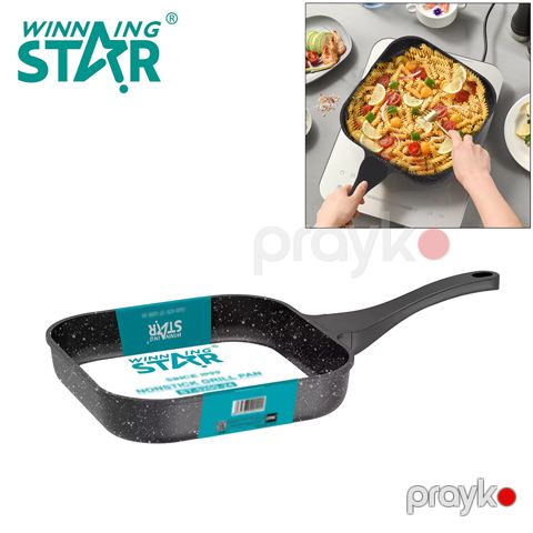 Winning Star ST-5200 28 sm Alüminium Kvadrat Formalı Yapışmayan Qril Qızartma Tavası Çıxarıla Bilən Tutacaqlı Qranit Tava — Bakı