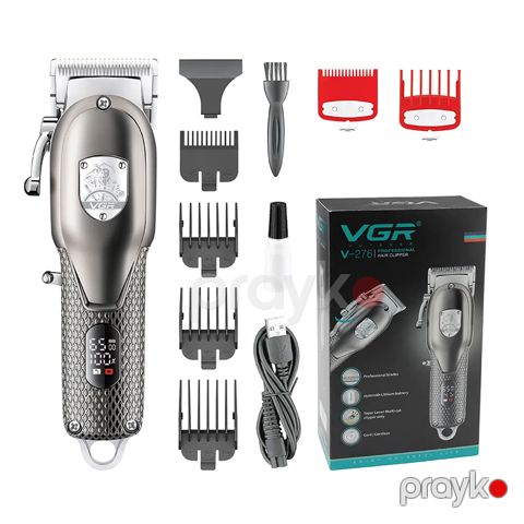 VGR V-276 Tənzimlənən Metal Saç Təraş Maşını Simsiz LED Displeyli Peşəkar Elektrikli Trimmer — Bakı