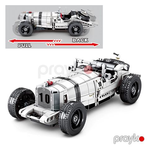 Konstruktor Avtomobil Geri Çekmə Motorlu Retro Oyuncaq Avtomobil 492 ədəd Plastik Blok Mercedes Benz SKK Sportc Car Roadster — Bakı