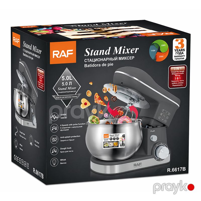 RAF R.6617 3-ü 1-də Stand Mikser 1800w 6L Elektrikli Tort Çörəyi Xəmir Mikseri — Ev texnikası, Bakı (7)