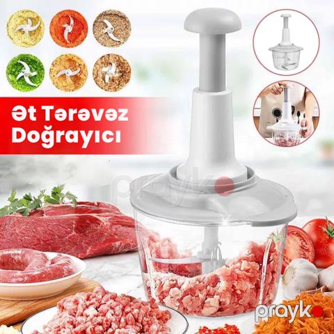 Manual Tərəvəz Doğrayıcı Blender Sarımsaq Əzən Ətçəkən Mətbəx Aləti Çoxfunksiyalı Mətbəx Kombaynı — Bakı