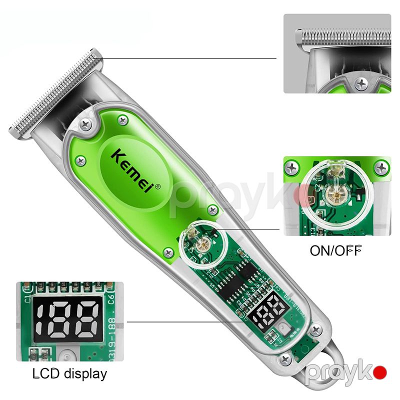 Kemei Kişilər Üçün Simsiz LED Saç Saqqal Kəsmə Makinası Professional USB Hızlı Şarj Saç Saqqal Təraş Maşını — Usturalar, trimmerler və epilyatorlar, Bakı (3)