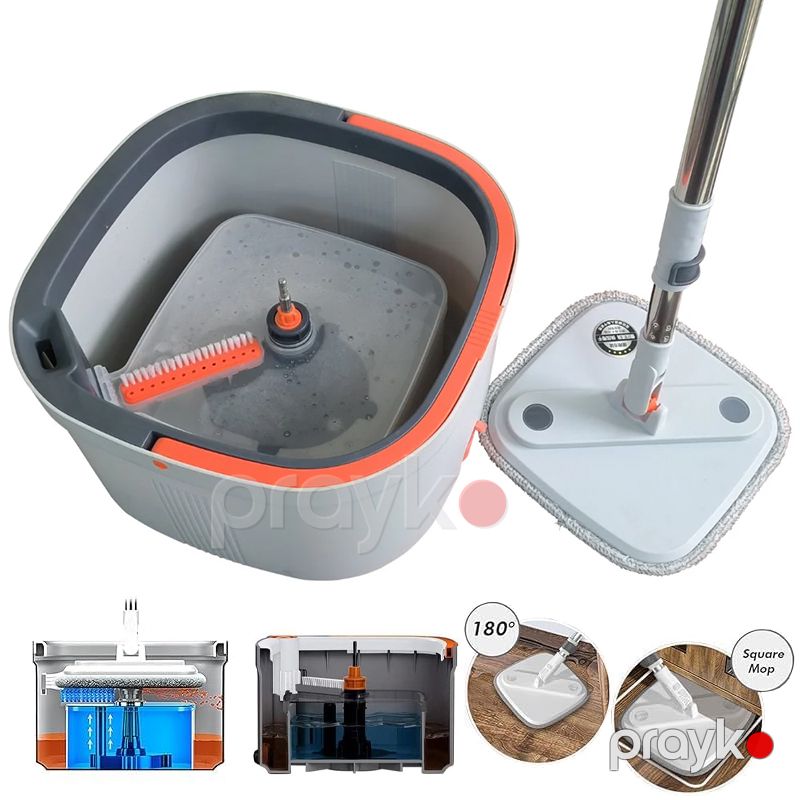Döşəmənin Səmərəli Təmizlənməsi üçün Mikrofiber Mop Sıxma Dəsti 360° Təmiz Su Ayırma Sistemli Kvadrat Fırlanan Paspas — Mallar, Bakı (5)