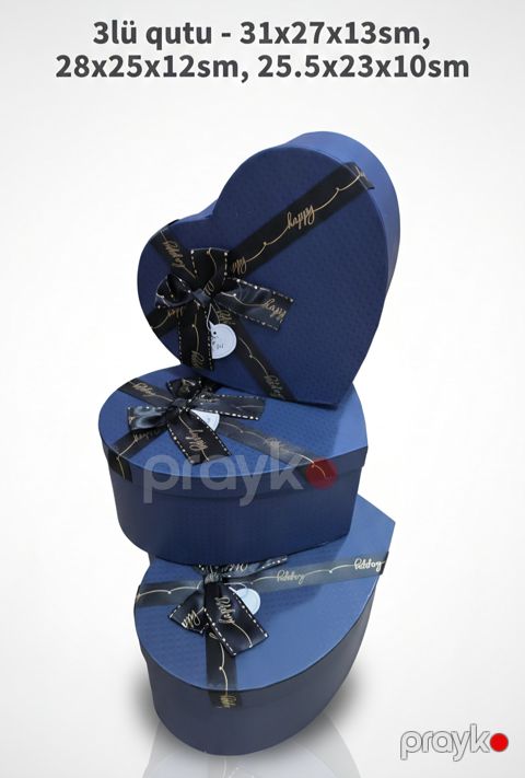 Hədiyyəli qutu dəsti 78693791, karton, göy, 3 əd, 31x27x13/28x25x12/25.5х23х10 sm — Bakı