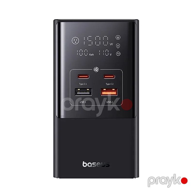 Baseus PowerCombo Tower Power Strip 3AC+2U+2C Cluster USB HUB Qara 100W Tower Power — Elektronika, Bakı (2)