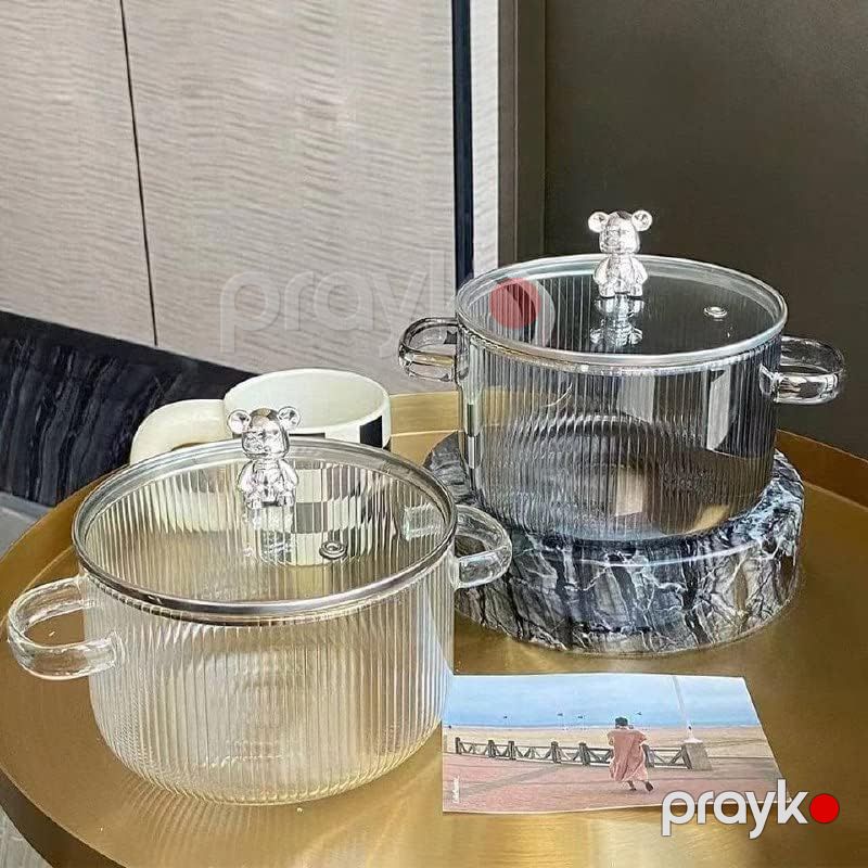 Borosilikat Şüşə İstiliyədavamlı Qazan Teddy Bear Fiqurlu Şüşə Qazan Gümüşü Qızılı Rengli Şüşə Qazan 1800ml — Qablar və mətbəx əşyaları, Bakı (6)