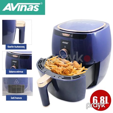 Avinas Çoxfunksiyalı Elektrikli Fritöz 6.8L Tutuma Sahib Unikal Sürətli Hava Texnologiyası 3000W Termostat Nəzarəti — Bakı