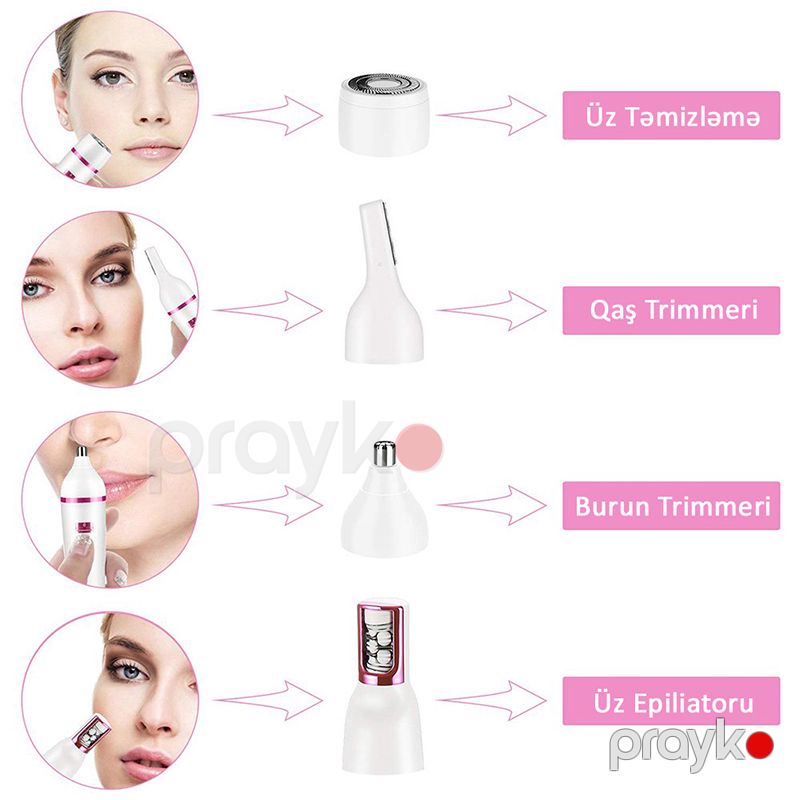 Kemei KM-2189 elektrikli üz təmizləyici masaj fırçası 7 IN 1 qadın elektrikli epilator suya davamlı qadın təraş üzə qulluq vasitəsi — Gigiyena, Bakı (4)