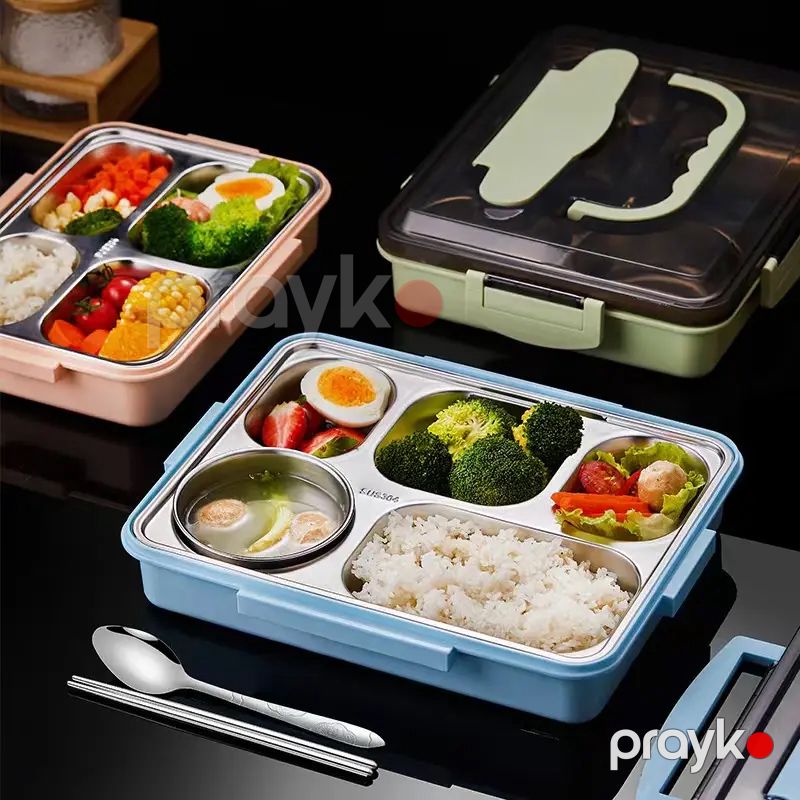 4 Bölməli Lunch box Paslanmayan polad Nahar Qutusu Qida Saxlama Qabı Sku107578 Yemək Saxlama Qabı — Qablar və mətbəx əşyaları, Bakı (3)