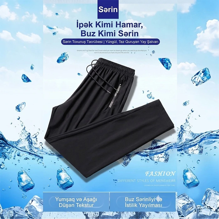 İstiyə SON Premium "Buz İpək" (Ice Silk) Kişi Şalvarı — Bu Yay Sizin Şəxsi Kondisioneriniz Olacaq — Kişi geyimi, Bakı (5)