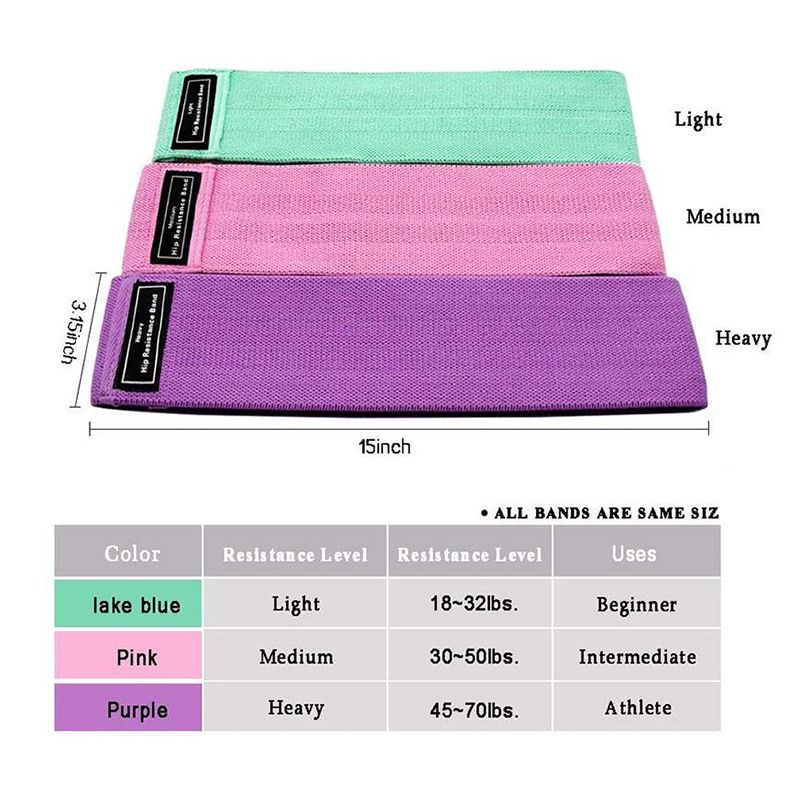 Hip Ayaq və Bud Nahiyəsi üçün Məşq Müqavimət Bantları Sürüşməyən Parça Ayaq Bantları Elastik Məşq Bantları — Fitness və yoqa, Bakı (5)