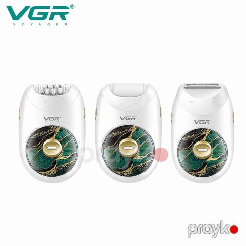 VGR V-736 3 In 1 Epilator Quru Epilyasiya, Üz və Bədən üçün, Dəyişdirilə Bilən Başlıqlar, İki Sürət Rejimi — Bakı