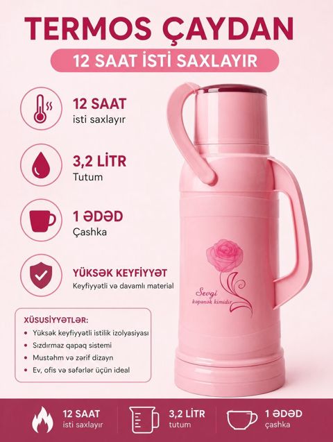 Rəng - Çəhrayı, Termos, 3-dən çox l — Termoslar və termokrujkalar