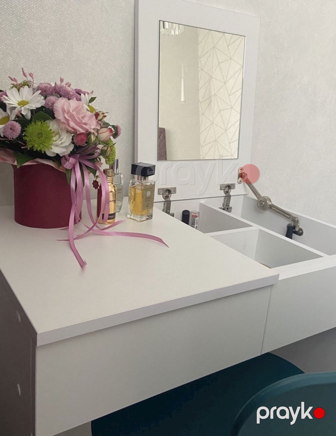 Kosmetika masası 3563_M2StolMirHalfWh Ağ, Ldsp, 77x42x70 sm — Mallar, Bakı (3)