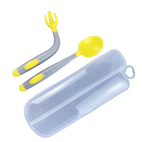 Qaşıq və çəngəl dəsti QC000002Y, plastik, sarı/boz — Bakı