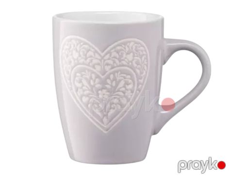Fincan Ardesto Heart, keramika, boz, 330 ml — Bakı