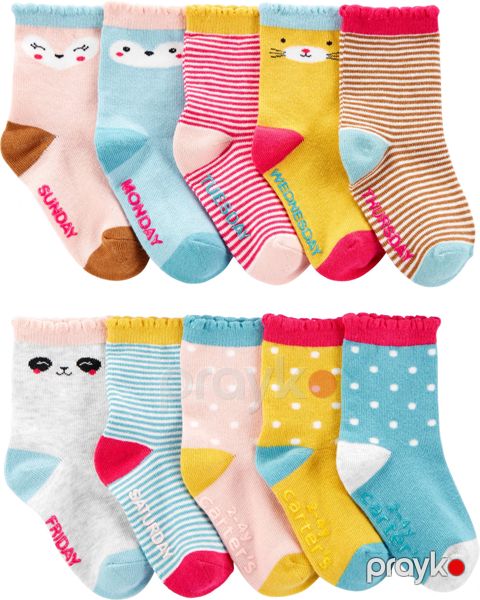 Carters Həftənin Hər Gününün 10 Cüt Dəsti Uşaq Corabları — Bakı