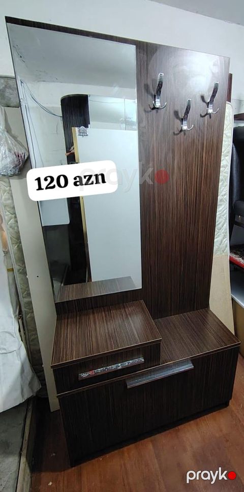 İşlənmiş, 1 qapı, Güzgülü, Qəhvəyi, Açılan, Düz dolab — Bakı