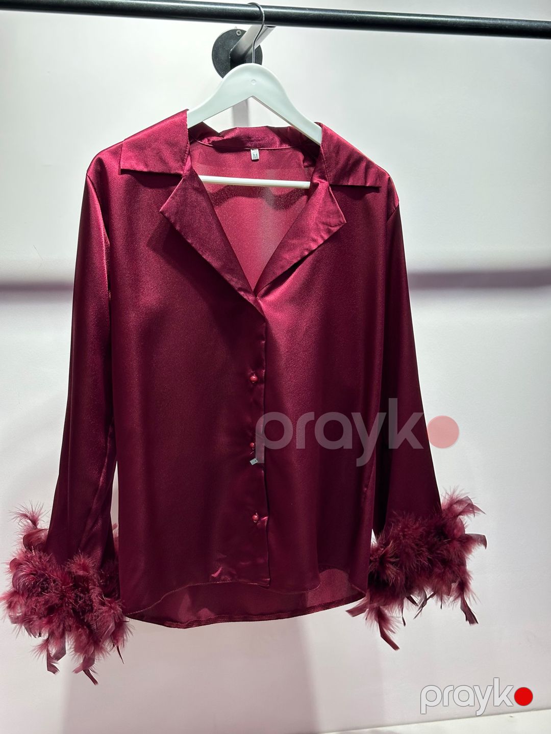 Qadınlar üçün şalvarlı pijama dəsti, tünd qırmızı, atlas, ölçü 2XL — Mallar, Bakı (3)