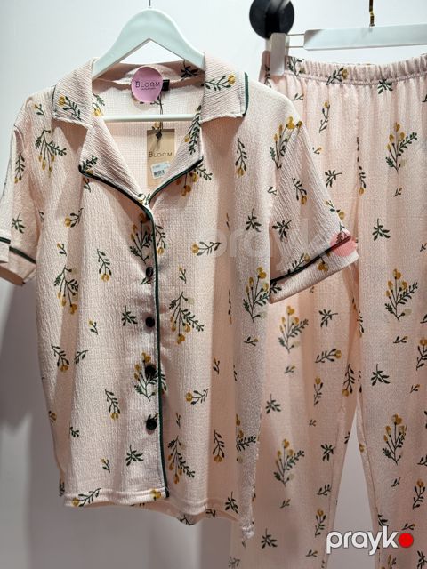 Qadınlar üçün şalvarlı pijama dəsti 0709, bej, elastan/poliester, ölçü S — Bakı