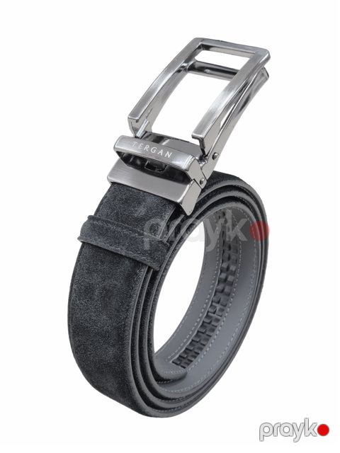 Kişilər üçün təbii dəridən kəmər, qara, Türkiyə istehsalı - Tergan_Belt-372_Black-Nabuk — Bakı
