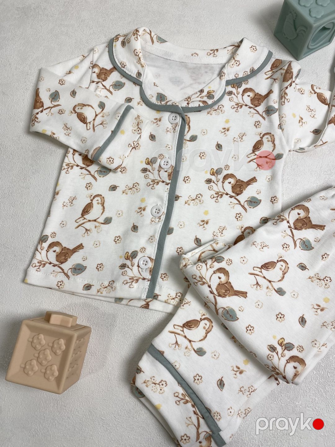 Yenidoğulmuş üçün pijama dəsti, pambıq, ağ, ölçü 12-18 ay — Mallar, Bakı (3)