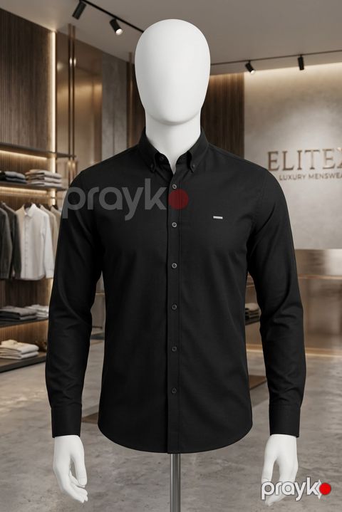 Uzunqol köynək kişilər üçün, qara, kətan, ölçü 2XL — Bakı