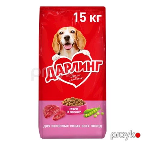 Quru yem Дарлинг, yetkin itlər üçün, ət və tərəvəz ilə, 15 kq — Bakı