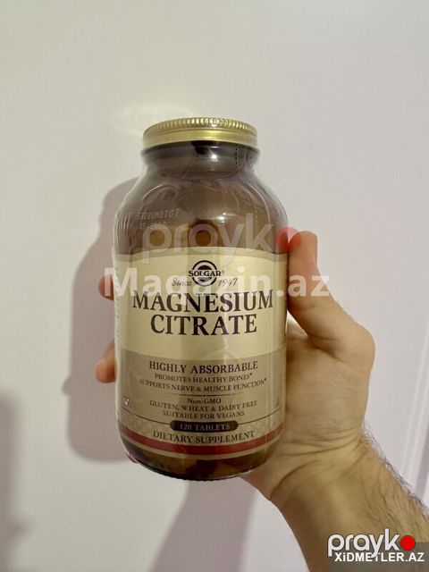 Solgar Magnesium Citrate 120 Tab (Amerika vitamin) - Maqne — Bakı
