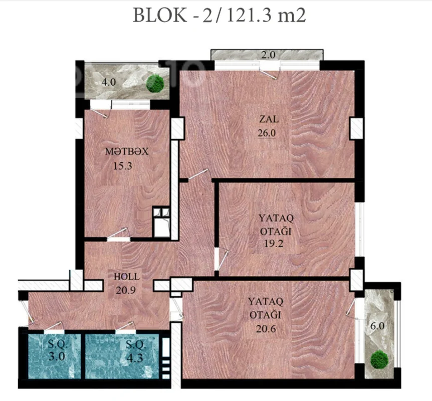 3 otaqlı mənzil, 121 m², Azadlıq pr — Mənzil, Bakı (12)