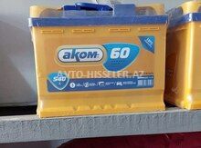 Akom 60Ah akkumulyator Rusiya istehsalı, 1 il zəmanət — Bakı