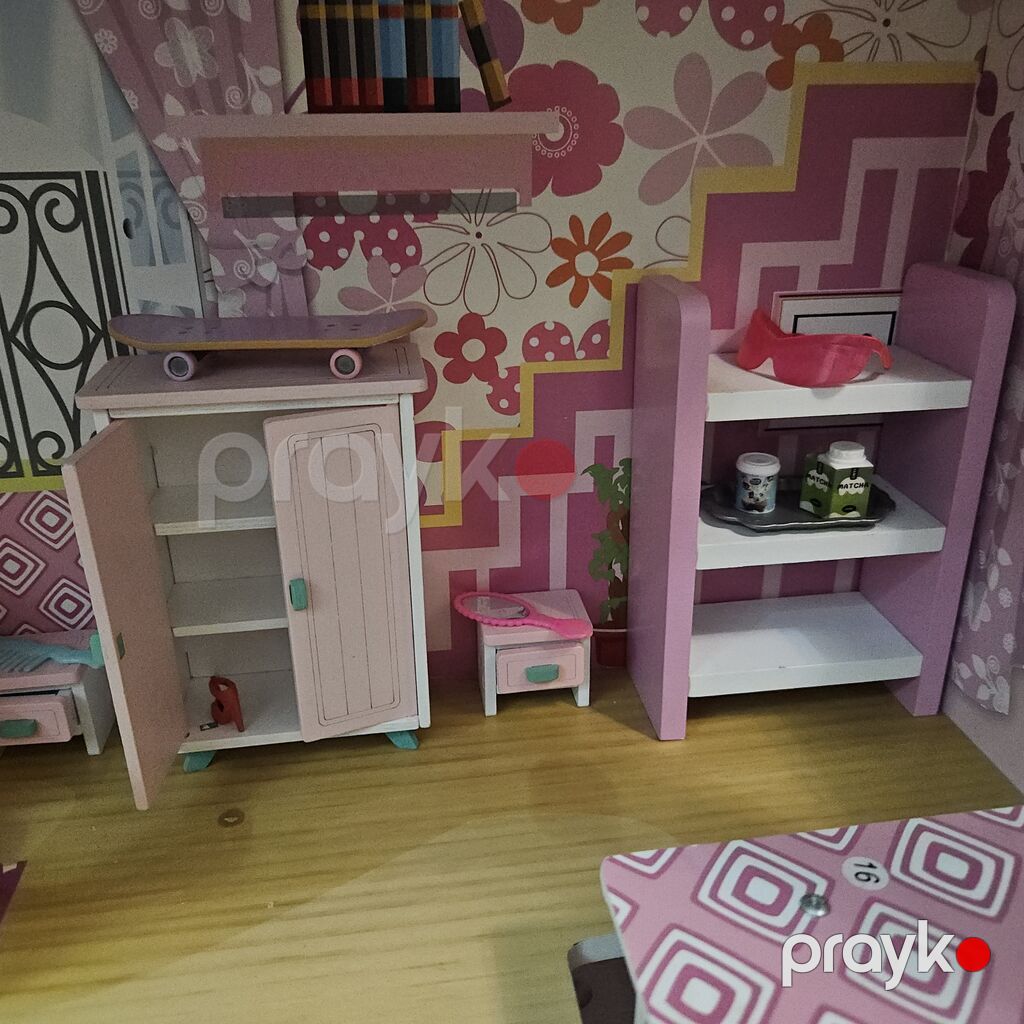 Böyük, 3 mərtəbəli taxta/plastik uşaq kukla evi və zəngin oyun dəsti — Oyun dəstləri, Bakı (6)