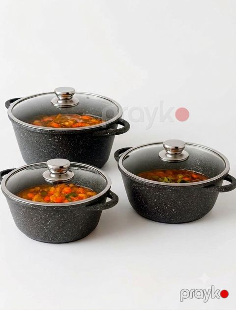 Qazan dəsti Qornitsa, alüminium, 20/22/24 sm, 6 parça — Bakı