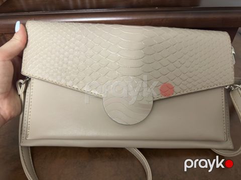 Bej rəngli çiyin/çapraz çanta - Material: yumşaq süni dəri, üst — 7w24xgrpnh