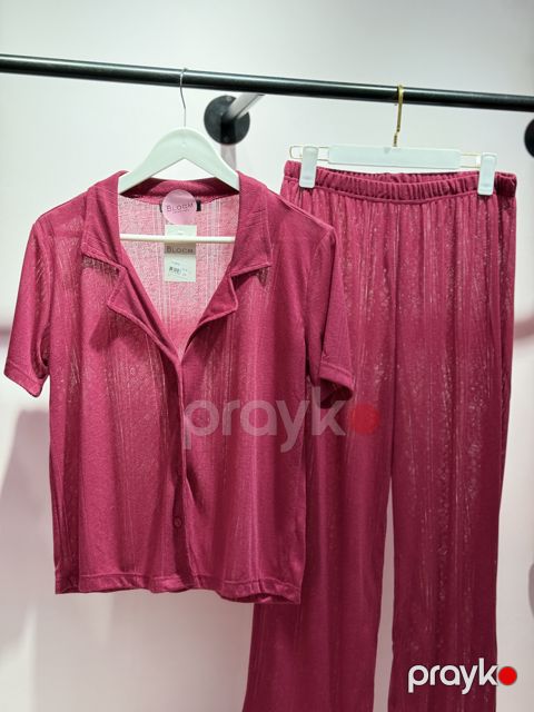 Şalvarlı pijama dəsti No brand XL Çəhrayı Poliester 01.00018 — Bakı