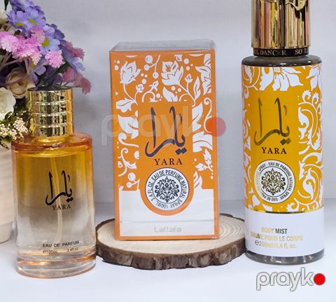 Lattafa Perfumes qadınlar üçün ətir dəsti (Yara ətir 100 ml + Yara bədən spreyi 250 ml) — Bakı