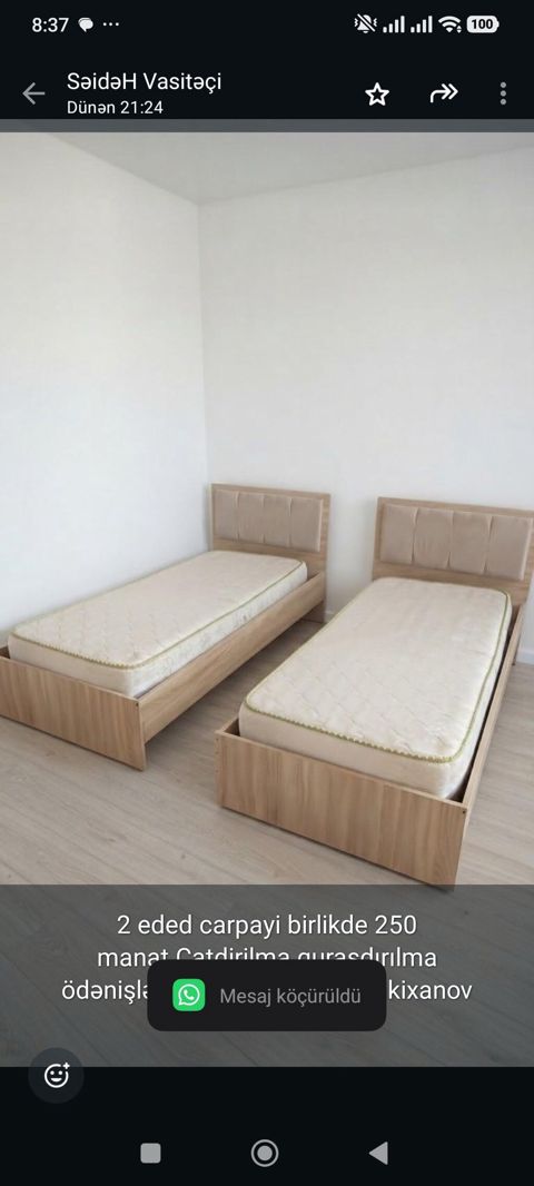 2 eded carpayi birlikde 250 manat.Catdirilma quraşdırılma — Кровати