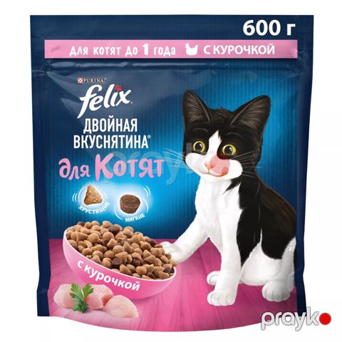 Quru yem pişik balaları üçün Felix İkiqat Dad, toyuq əti ilə, 600 q — Bakı
