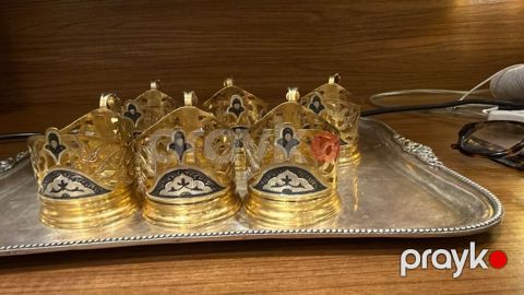 Çay dəsti, rəng - Qızılı, Metal, 6 nəfərlik, Türkiyə — Bakı