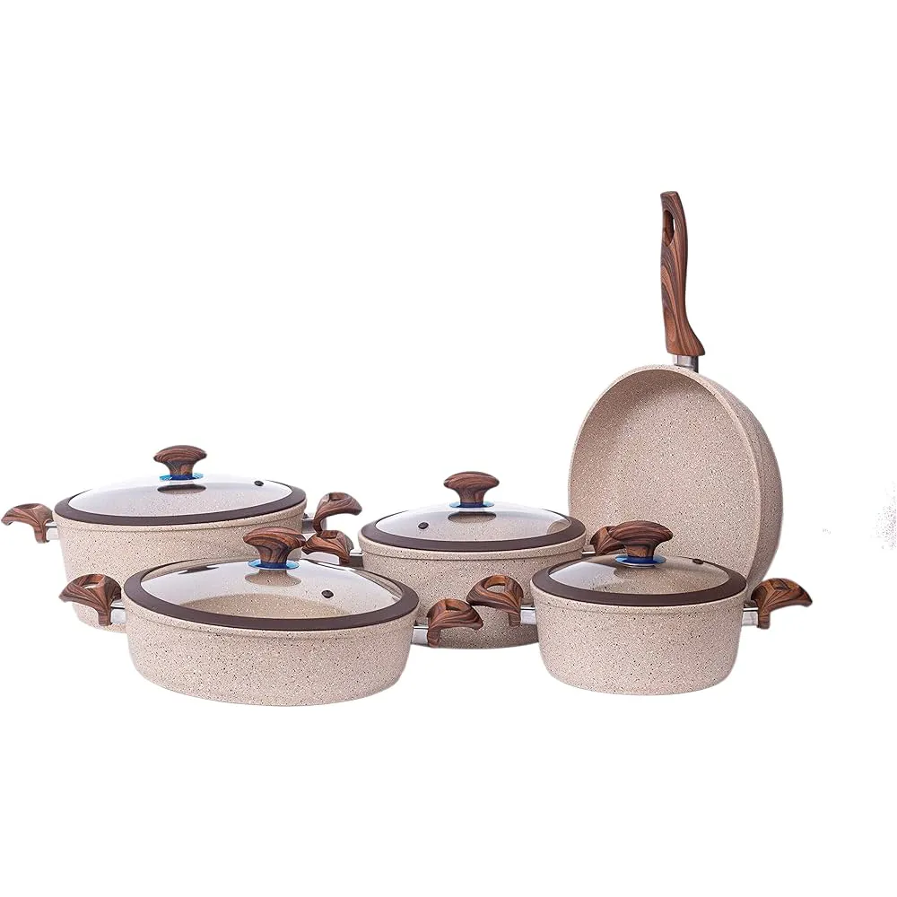 Tava qazan dəsti Falez Ultima Brownstone, 9 parça, 20-24-28-28 sm (8697410937396) — Bakı